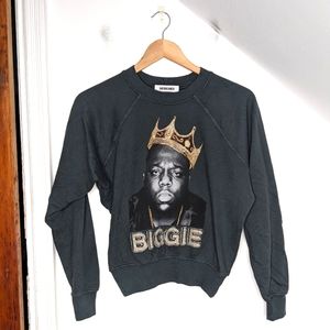 DAYDREAMER Biggie Gold Crown Raglan Crewneck Sweatshirt Black NEW Size XS